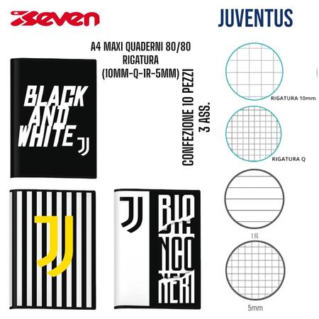 SEVEN MAXI QUADERNI 80/80 JUVENTUS
 [Confezione da 10 pezzi]