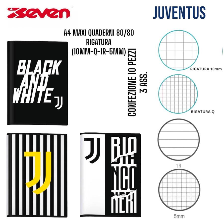 SEVEN MAXI QUADERNI 80/80 JUVENTUS
 [Confezione da 10 pezzi]