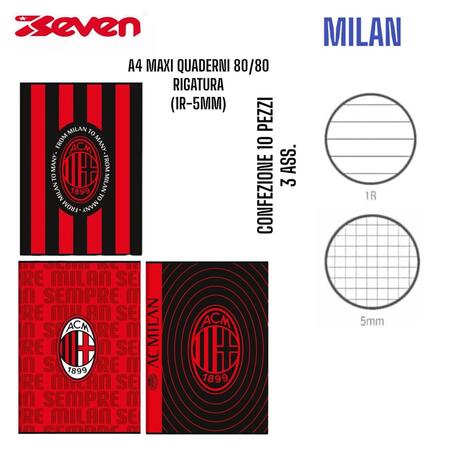 SEVEN MAXI QUADERNI 80/80 MILAN
 [Confezione da 10 pezzi]