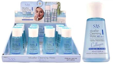 SAS ACQUA MICELLARE A COLLAGENE 2 IN 1
 [Confezione da 12 pezzi]