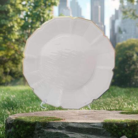 Marrakech Piatto in carta  Bianco cm.26 con bordo dorato con.8 pezzi