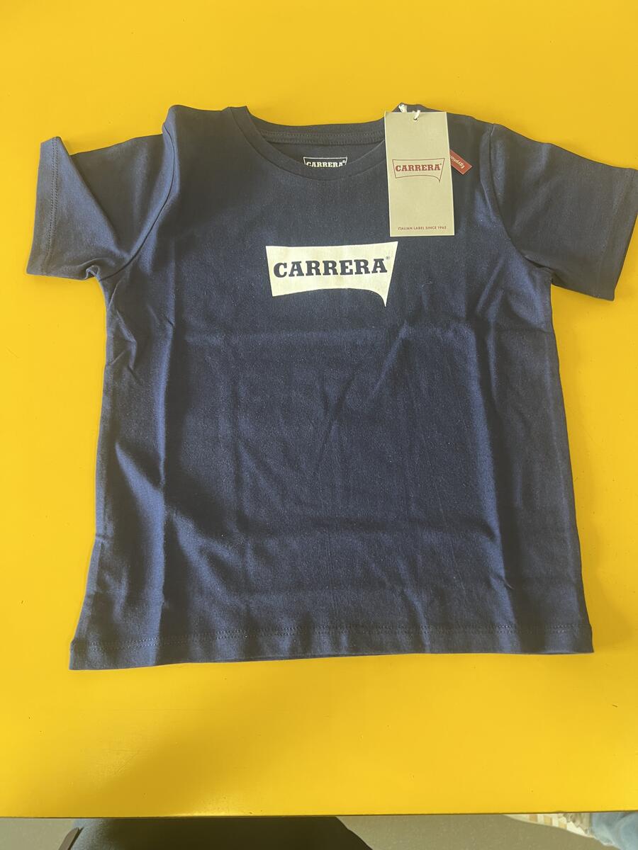 T shirt Carrera colore a scelta blu oppure bianca cotone taglia a scelta4/5/6/7/8/10 anni