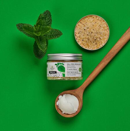 Sali per il pediluvio - Tè verde & menta - bio - 150 g