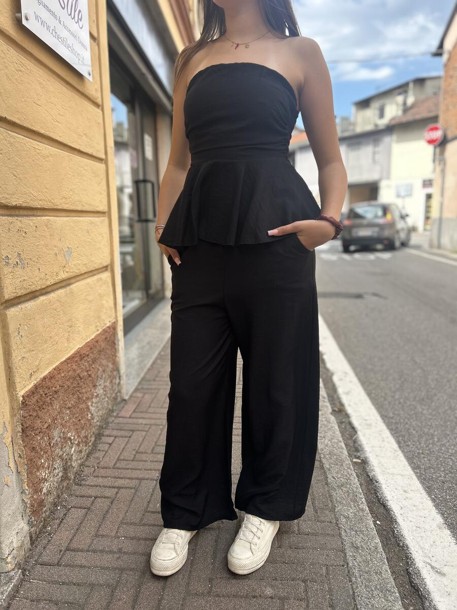 NOVITÀ Completo in viscosa top con balza e pantalone palazzo 