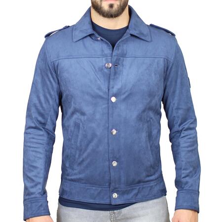 Giacca uomo ecologica scamosciata blu
