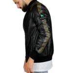 Bomber in pelle ecologica nero e fango