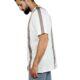 T-shirt bianca inserti lino tortora spalle e fronte retro