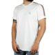 T-shirt bianca inserti lino tortora su spalle