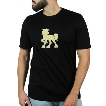 T-shirt nera con ricamo Vinto oro