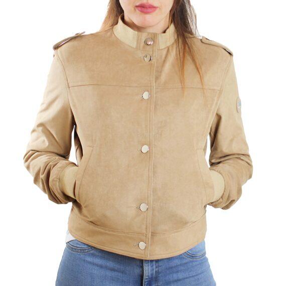 Giacca donna ecologica scamosciata beige