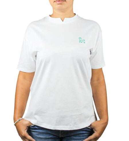 T-shirt bianca con logo ricamato lato cuore