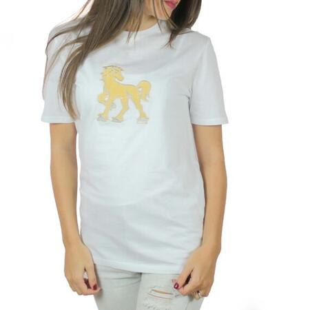 T-shirt bianca con ricamo Vinto oro