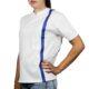 T-shirt bianca inserti lino cobalto fronte retro