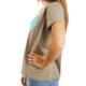 T-shirt donna beige con cuore celeste