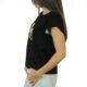 T-shirt giromanica nera con ricamo Vinto oro