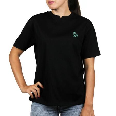 T-shirt nera con logo ricamato lato cuore