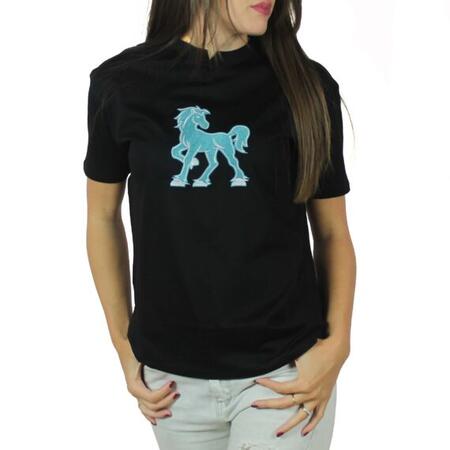 T-shirt nera con ricamo Vinto