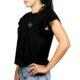 T-shirt nera giromanica con logo ricamato