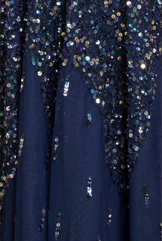 Abito Blu navy in tulle foderato con paillettes multicolour 0956