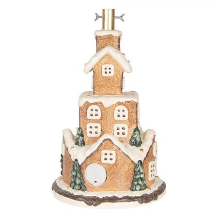 Clayre & Eef - Supporto per albero di Natale Casa di pan di zenzero Ø 35x57 cm Marrone Materiale ceramico