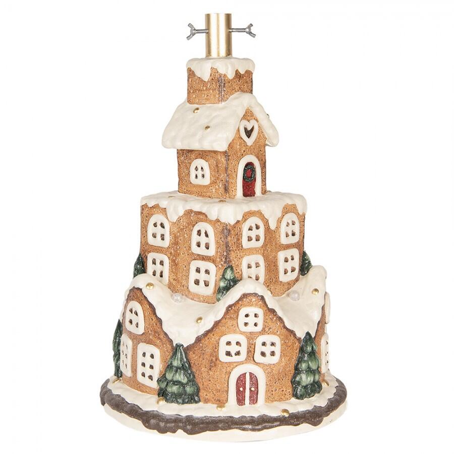 Clayre & Eef - Supporto per albero di Natale Casa di pan di zenzero Ø 35x57 cm Marrone Materiale ceramico