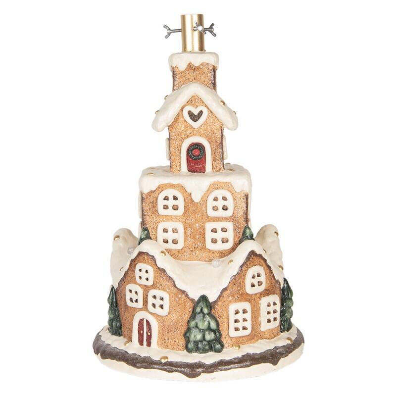 Clayre & Eef - Supporto per albero di Natale Casa di pan di zenzero Ø 35x57 cm Marrone Materiale ceramico