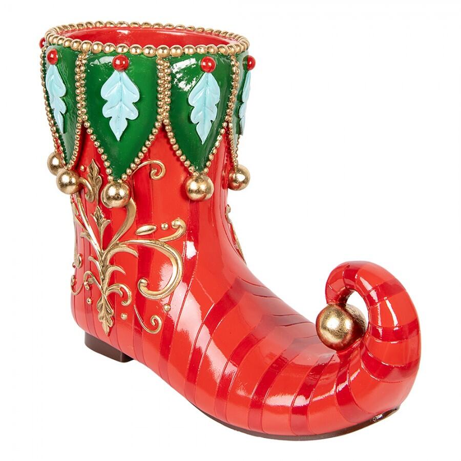 Clayre & Eef - Statuetta decorativa di Natale Stivale 55x28x44 cm Rosso 