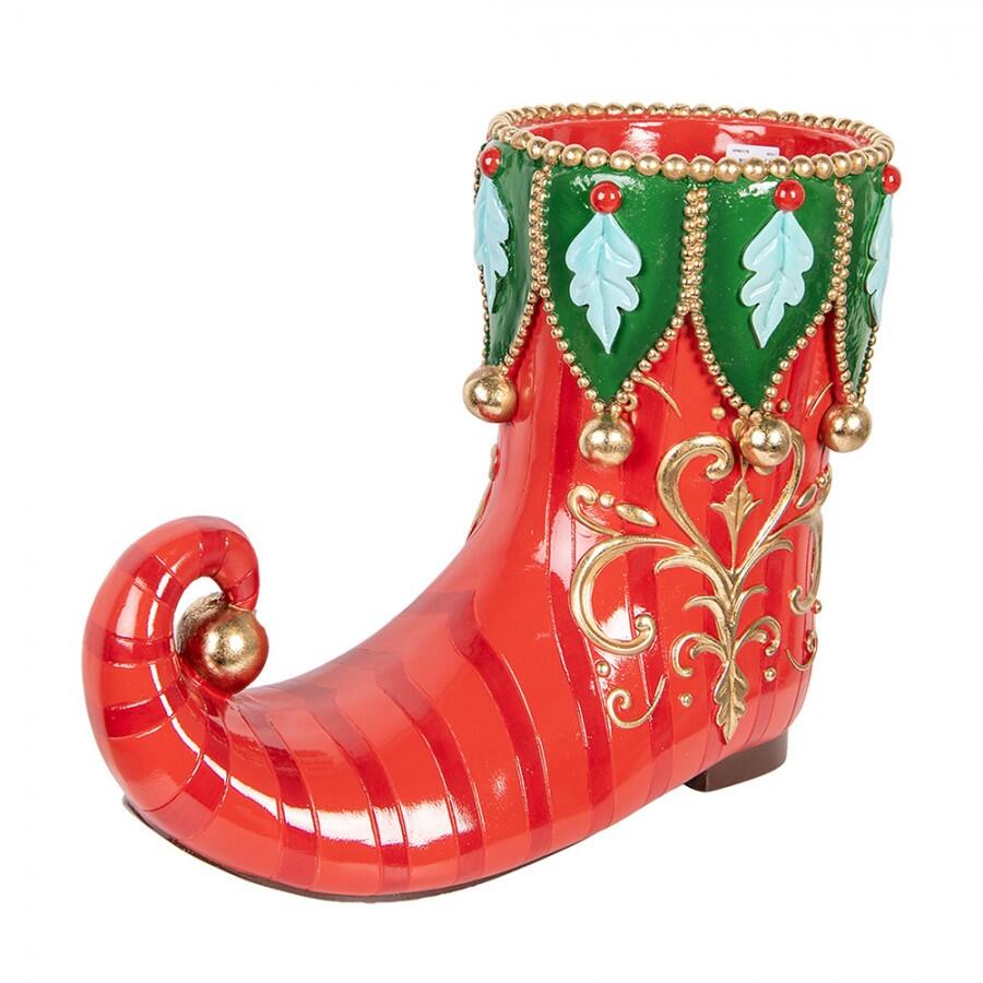 Clayre & Eef - Statuetta decorativa di Natale Stivale 55x28x44 cm Rosso 