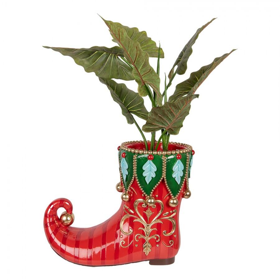 Clayre & Eef - Statuetta decorativa di Natale Stivale 55x28x44 cm Rosso 