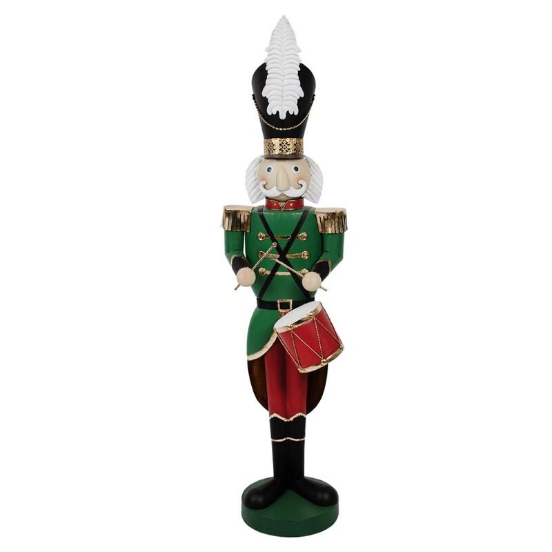 Clayre & Eef - Statuetta decorativa di Natale Schiaccianoci 24x30x121 cm Verde Metallo