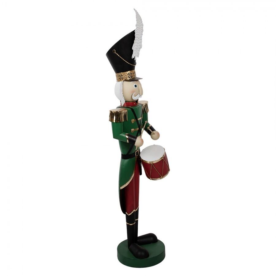 Clayre & Eef - Statuetta decorativa di Natale Schiaccianoci 24x30x121 cm Verde Metallo
