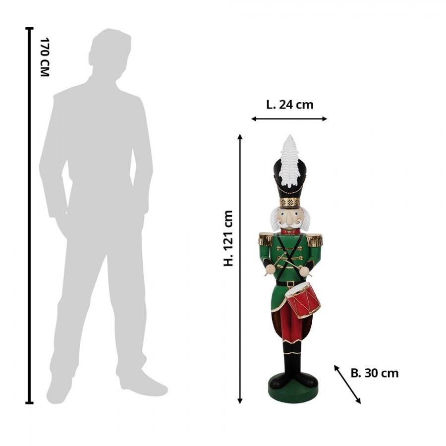 Clayre & Eef - Statuetta decorativa di Natale Schiaccianoci 24x30x121 cm Verde Metallo