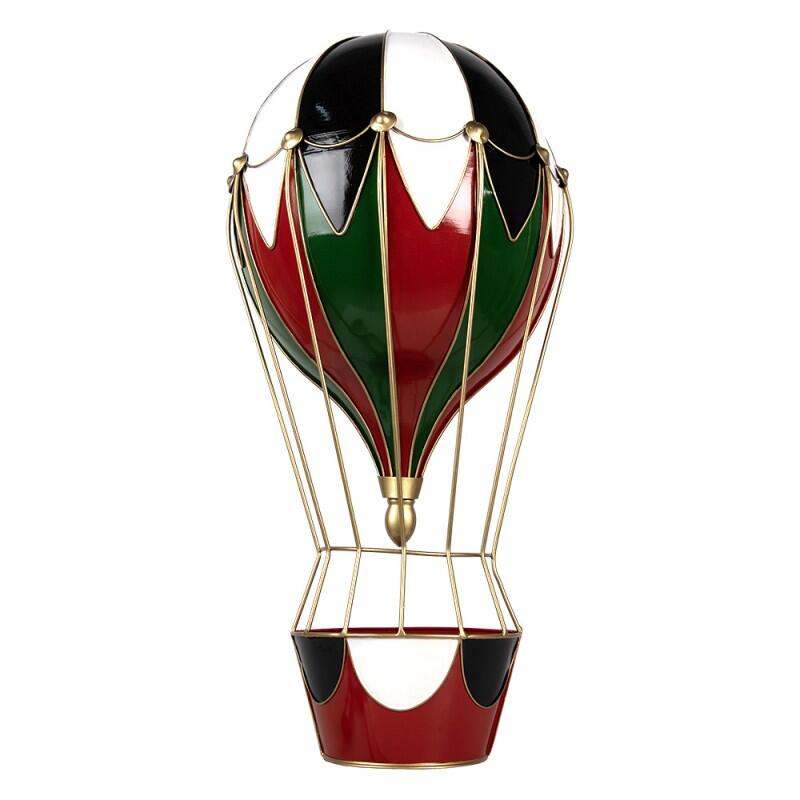 Clayre & Eef - Decorazione di Natalizie Mongolfiera 31x16x63 Rosso Metallo