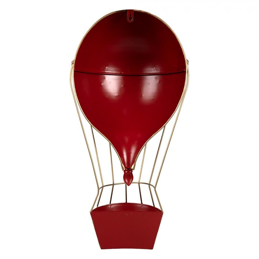Clayre & Eef - Decorazione di Natalizie Mongolfiera 31x16x63 Rosso Metallo
