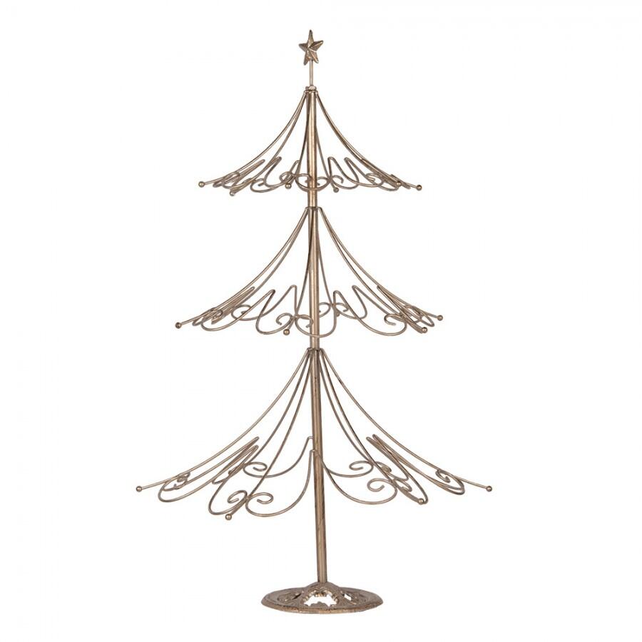 Clayre & Eef - Statuetta decorativa di Natale Albero di Natale Ø 46x75 cm Color oro Metallo
