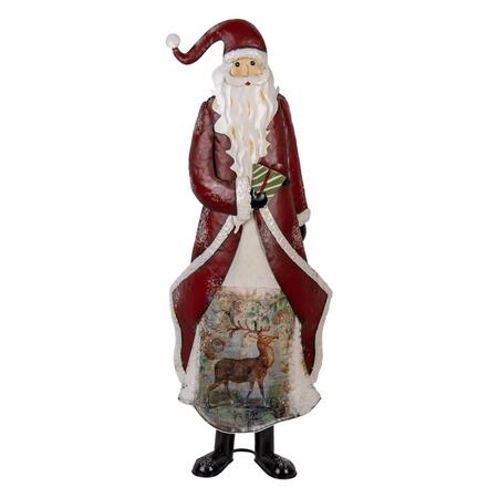 Clayre & Eef - Statuetta decorativa di Natale Babbo Natale 33x16x85 cm Rosso Metallo