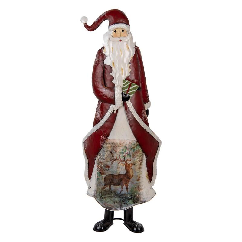 Clayre & Eef - Statuetta decorativa di Natale Babbo Natale 33x16x85 cm Rosso Metallo
