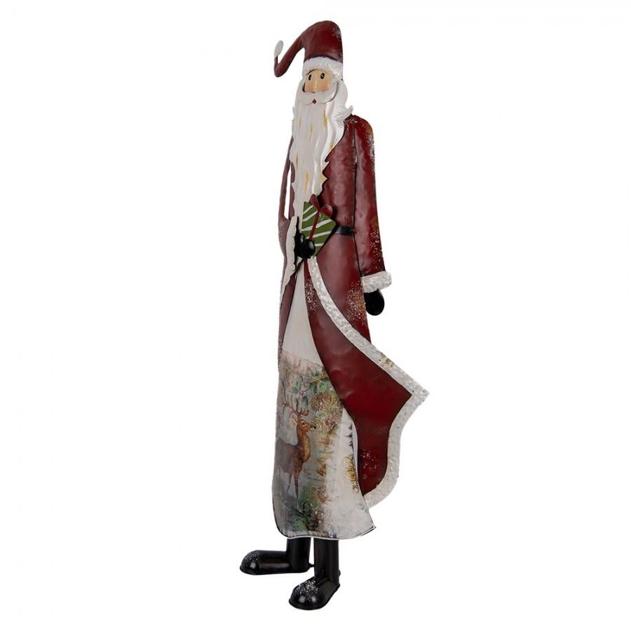 Clayre & Eef - Statuetta decorativa di Natale Babbo Natale 33x16x85 cm Rosso Metallo