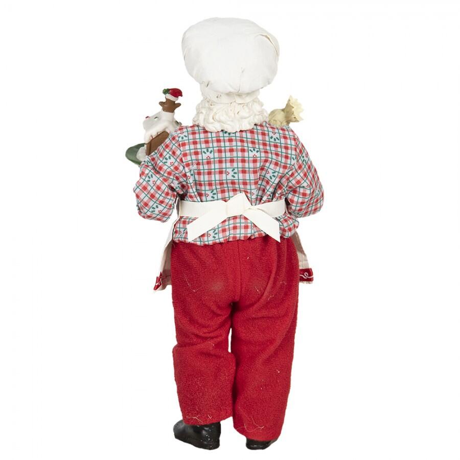 Clayre & Eef - Statuetta Babbo Natale 28 cm Rosso Bianco Tessuto Statuetta