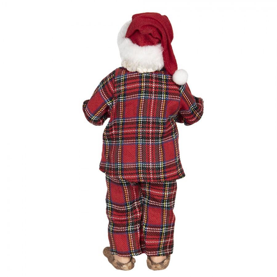 Clayre & Eef - Statuetta Babbo Natale 28 cm Rosso Verde Tessuto