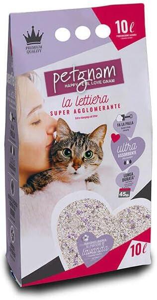Petgnam 10L Lettiera Per Gatti Bentonite Bianca Profumo Lavanda Agglomerante