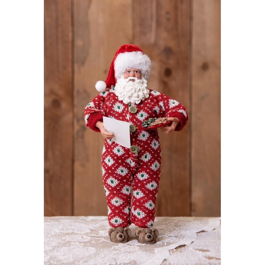 Clayre & Eef - Statuetta Babbo Natale 28 cm Rosso Plastica Statuetta di Natale