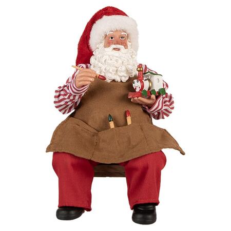 Clayre & Eef - Statuetta decorativa di Natale Babbo Natale 13x10x28 cm Rosso Tessuto