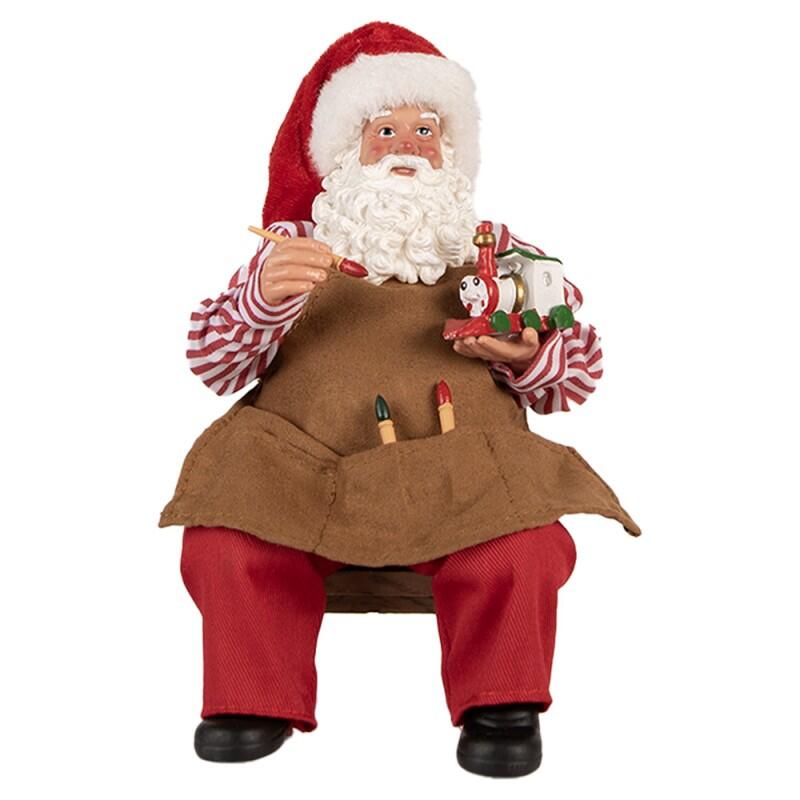 Clayre & Eef - Statuetta decorativa di Natale Babbo Natale 13x10x28 cm Rosso Tessuto