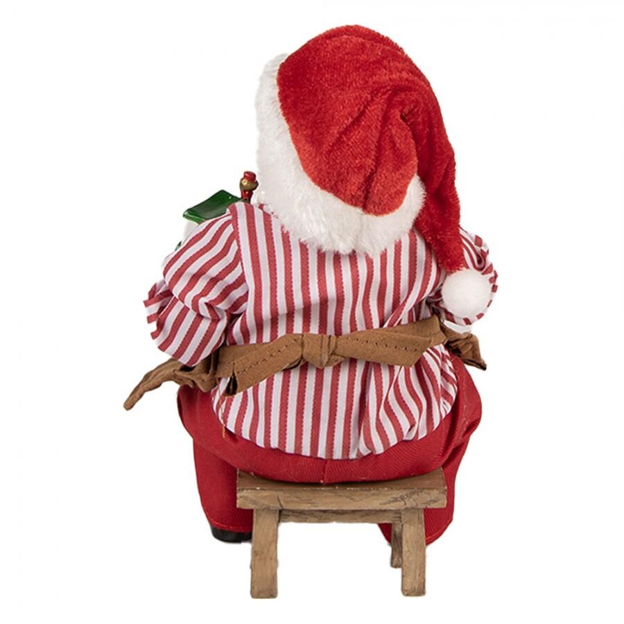 Clayre & Eef - Statuetta decorativa di Natale Babbo Natale 13x10x28 cm Rosso Tessuto