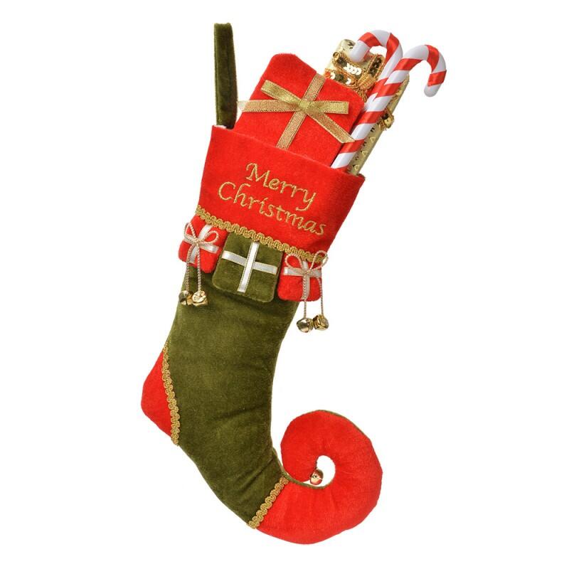 Clayre & Eef - Calza di Natale 24x7x46 cm Rosso Sintetico