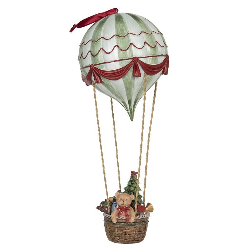 Clayre & Eef - Statuetta Mongolfiera Ø 14x37 cm Bianco Verde Plastica Decorazione di Natalizie