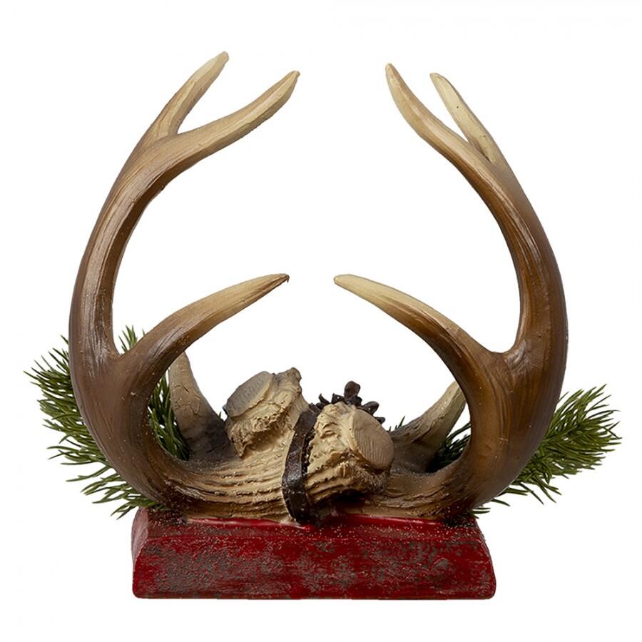 Clayre & Eef - Gancio per calza di Natale 18x24x15 cm Rosso Marrone Poliresina