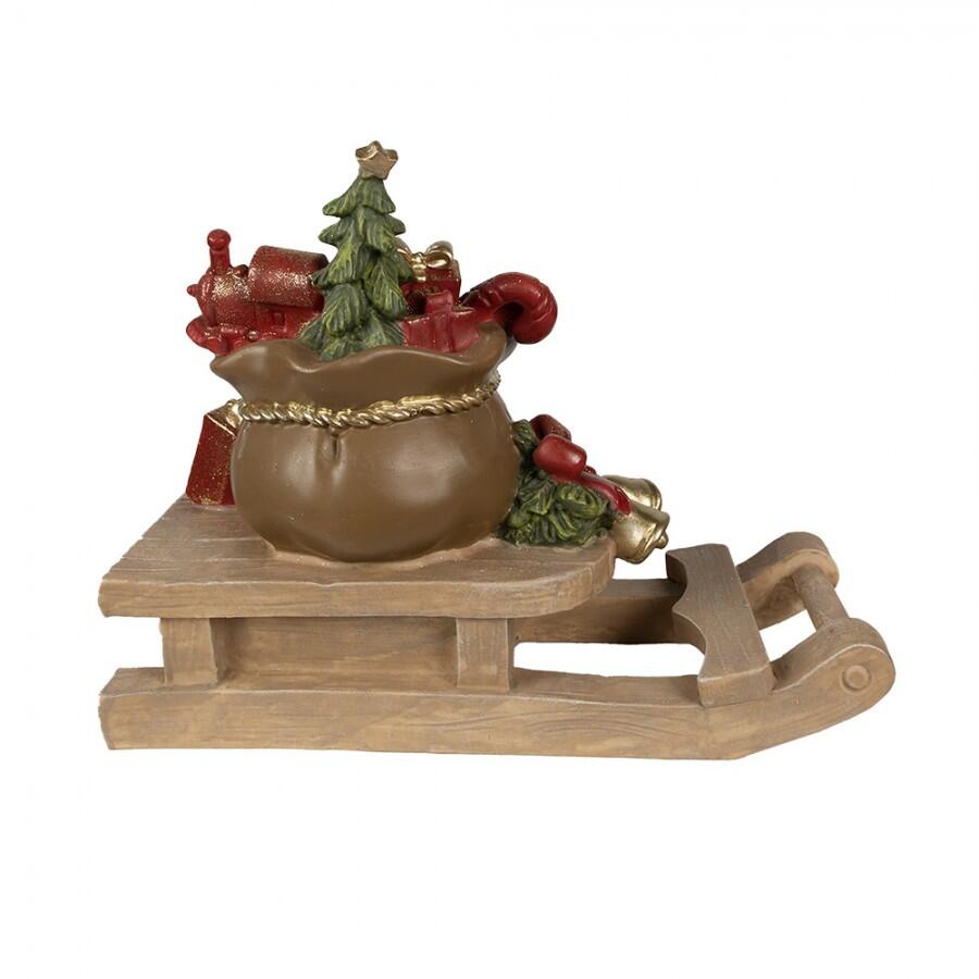 Clayre & Eef - Statuetta Slitta 38x16x29 cm Marrone Poliresina Decorazione di Natalizie