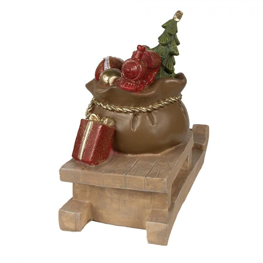 Clayre & Eef - Statuetta Slitta 38x16x29 cm Marrone Poliresina Decorazione di Natalizie